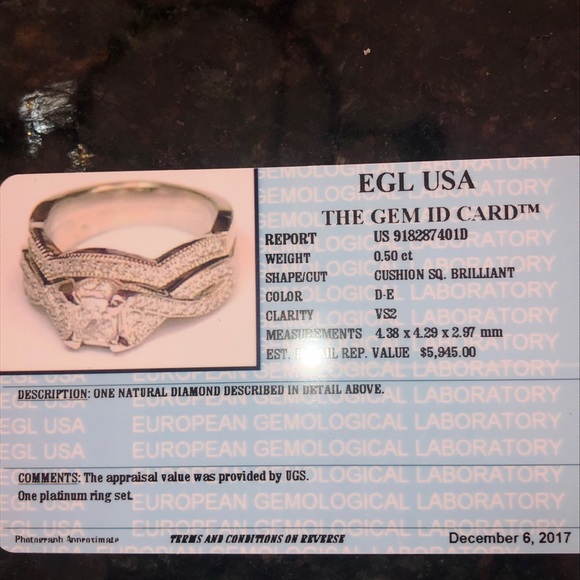 Diamond wedding set. 1/2 carat set in platinum. - Picture 5 of 6